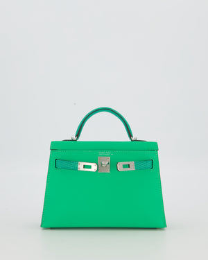 *RARE* Hermès Mini Kelly II 20 Touch Bag in Vert Comics Madame and Vert Jade Niloticus Lizard Leather with Palladium Hardware