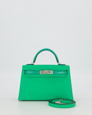 *RARE* Hermès Mini Kelly II 20 Touch Bag in Vert Comics Madame and Vert Jade Niloticus Lizard Leather with Palladium Hardware