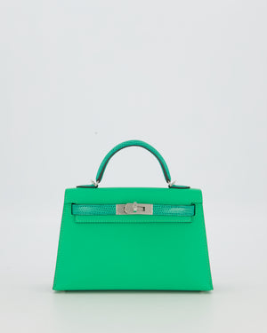 *RARE* Hermès Mini Kelly II 20 Touch Bag in Vert Comics Madame and Vert Jade Niloticus Lizard Leather with Palladium Hardware