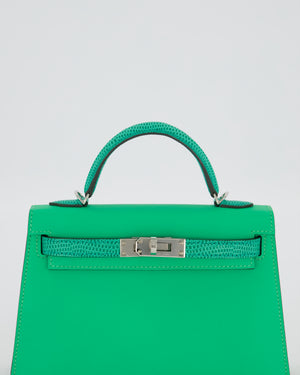 *RARE* Hermès Mini Kelly II 20 Touch Bag in Vert Comics Madame and Vert Jade Niloticus Lizard Leather with Palladium Hardware