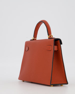 *SUPER RARE* Hermès HSS Mini Kelly II 20 Bag in Brique & Bleu Indigo Interior Chèvre Mysore Leather with Gold Hardware