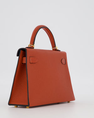 *SUPER RARE* Hermès HSS Mini Kelly II 20 Bag in Brique & Bleu Indigo Interior Chèvre Mysore Leather with Gold Hardware