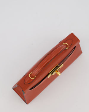 *SUPER RARE* Hermès HSS Mini Kelly II 20 Bag in Brique & Bleu Indigo Interior Chèvre Mysore Leather with Gold Hardware