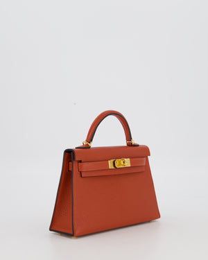 *SUPER RARE* Hermès HSS Mini Kelly II 20 Bag in Brique & Bleu Indigo Interior Chèvre Mysore Leather with Gold Hardware
