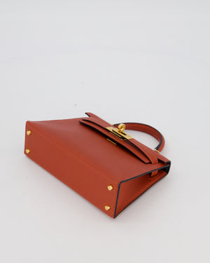 *SUPER RARE* Hermès HSS Mini Kelly II 20 Bag in Brique & Bleu Indigo Interior Chèvre Mysore Leather with Gold Hardware