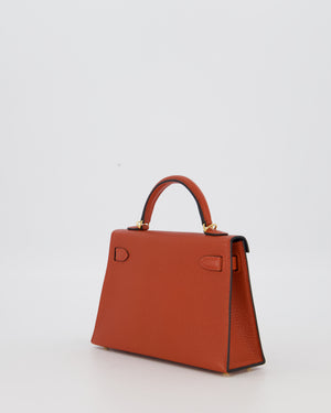 *SUPER RARE* Hermès HSS Mini Kelly II 20 Bag in Brique & Bleu Indigo Interior Chèvre Mysore Leather with Gold Hardware