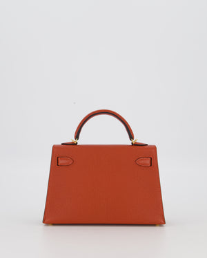 *SUPER RARE* Hermès HSS Mini Kelly II 20 Bag in Brique & Bleu Indigo Interior Chèvre Mysore Leather with Gold Hardware