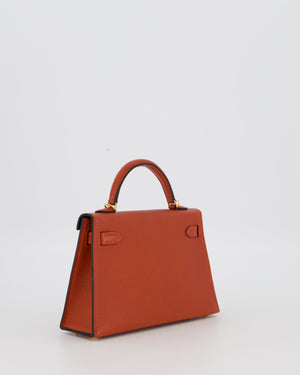 *SUPER RARE* Hermès HSS Mini Kelly II 20 Bag in Brique & Bleu Indigo Interior Chèvre Mysore Leather with Gold Hardware