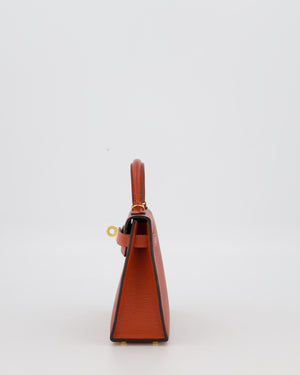 *SUPER RARE* Hermès HSS Mini Kelly II 20 Bag in Brique & Bleu Indigo Interior Chèvre Mysore Leather with Gold Hardware