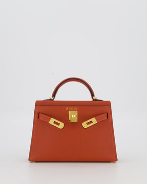 *SUPER RARE* Hermès HSS Mini Kelly II 20 Bag in Brique & Bleu Indigo Interior Chèvre Mysore Leather with Gold Hardware