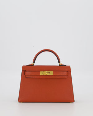 *SUPER RARE* Hermès HSS Mini Kelly II 20 Bag in Brique & Bleu Indigo Interior Chèvre Mysore Leather with Gold Hardware