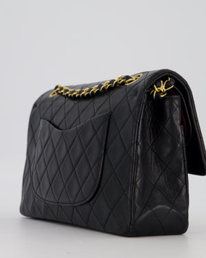 *HOT* Chanel Vintage Medium Classic Double Flap Bag in Black Lambskin Leather with 24K Gold Hardware