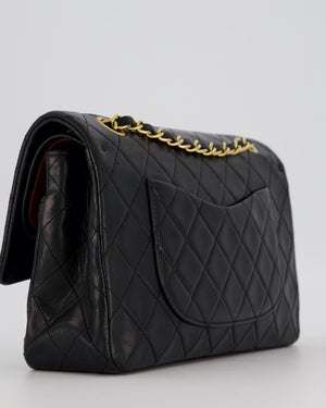 *HOT* Chanel Vintage Medium Classic Double Flap Bag in Black Lambskin Leather with 24K Gold Hardware