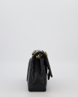 *HOT* Chanel Vintage Medium Classic Double Flap Bag in Black Lambskin Leather with 24K Gold Hardware