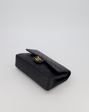 *HOT* Chanel Vintage Medium Classic Double Flap Bag in Black Lambskin Leather with 24K Gold Hardware