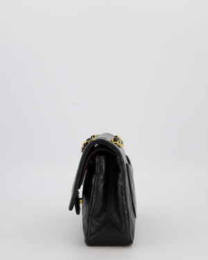 *HOT* Chanel Vintage Medium Classic Double Flap Bag in Black Lambskin Leather with 24K Gold Hardware