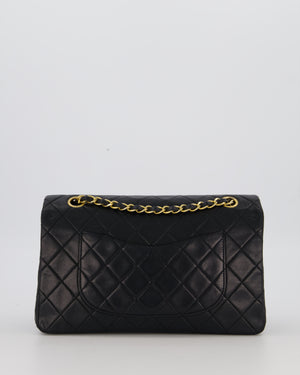 *HOT* Chanel Vintage Medium Classic Double Flap Bag in Black Lambskin Leather with 24K Gold Hardware