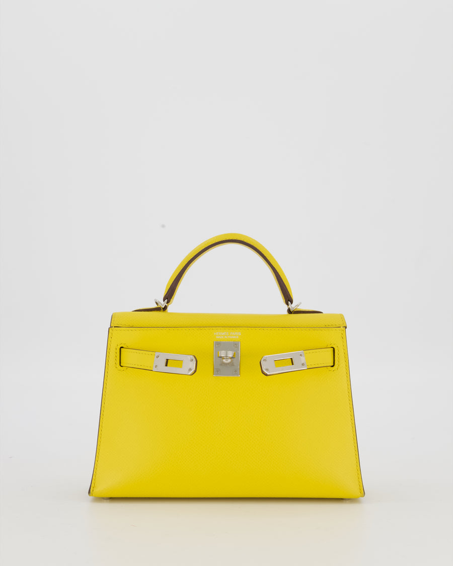 Hermès Mini Kelly II 20 Bag in Jaune De Naples Epsom Leather with Palladium Hardware