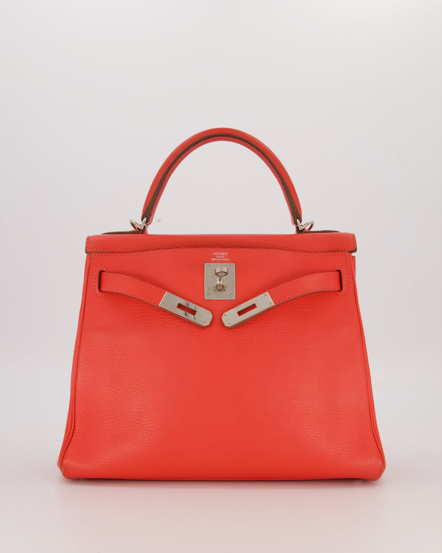 *FIRE PRICE* Hermès Kelly 28 Retourne Bag in Rose Jaipur Togo Leather with Palladium Hardware