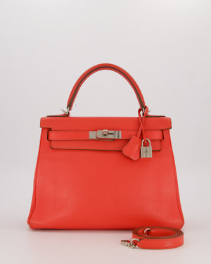 *FIRE PRICE* Hermès Kelly 28 Retourne Bag in Rose Jaipur Togo Leather with Palladium Hardware