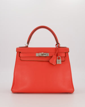 *FIRE PRICE* Hermès Kelly 28 Retourne Bag in Rose Jaipur Togo Leather with Palladium Hardware