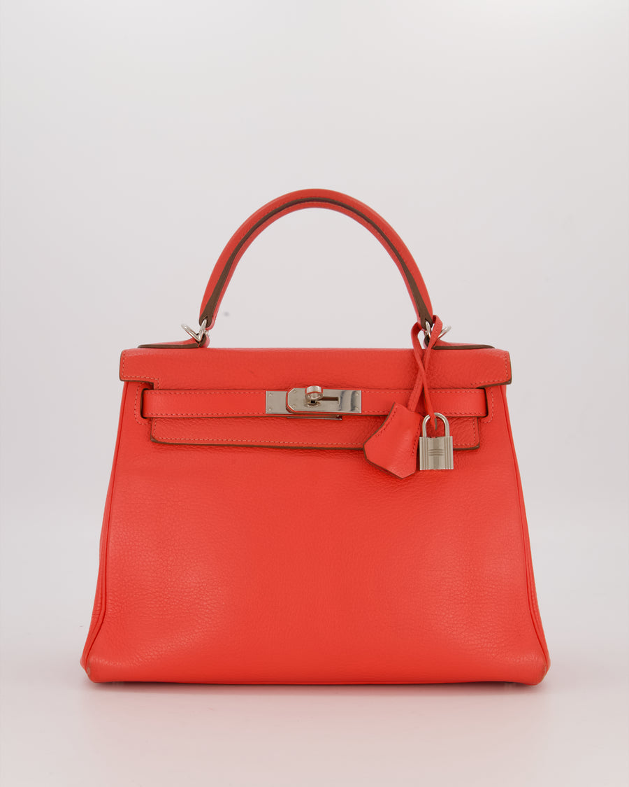 *FIRE PRICE* Hermès Kelly 28 Retourne Bag in Rose Jaipur Togo Leather with Palladium Hardware
