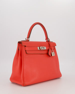 *FIRE PRICE* Hermès Kelly 28 Retourne Bag in Rose Jaipur Togo Leather with Palladium Hardware