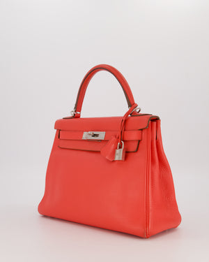 *FIRE PRICE* Hermès Kelly 28 Retourne Bag in Rose Jaipur Togo Leather with Palladium Hardware