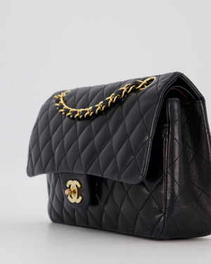 Chanel Black Medium Classic Double Flap Bag in Lambskin Leather with 24K Gold Hardware