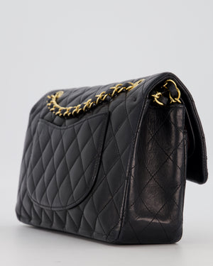 Chanel Black Medium Classic Double Flap Bag in Lambskin Leather with 24K Gold Hardware