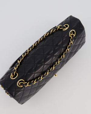 Chanel Black Medium Classic Double Flap Bag in Lambskin Leather with 24K Gold Hardware