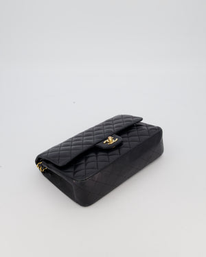 Chanel Black Medium Classic Double Flap Bag in Lambskin Leather with 24K Gold Hardware
