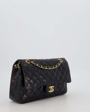 Chanel Black Medium Classic Double Flap Bag in Lambskin Leather with 24K Gold Hardware