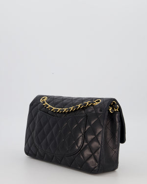 Chanel Black Medium Classic Double Flap Bag in Lambskin Leather with 24K Gold Hardware