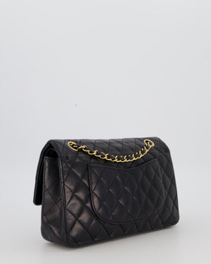 Chanel Black Medium Classic Double Flap Bag in Lambskin Leather with 24K Gold Hardware
