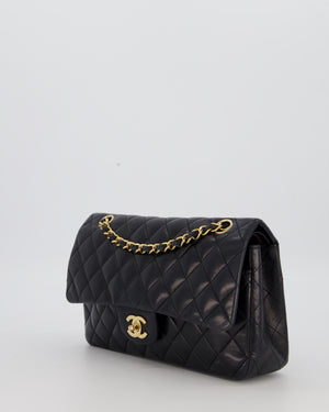 Chanel Black Medium Classic Double Flap Bag in Lambskin Leather with 24K Gold Hardware