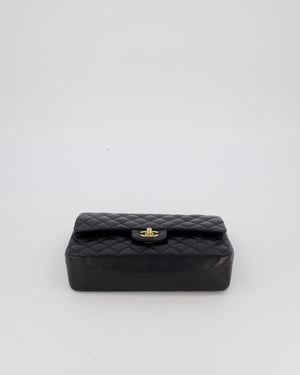 Chanel Black Medium Classic Double Flap Bag in Lambskin Leather with 24K Gold Hardware