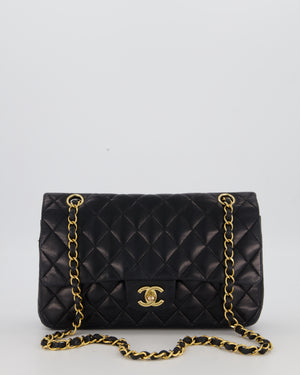 Chanel Black Medium Classic Double Flap Bag in Lambskin Leather with 24K Gold Hardware