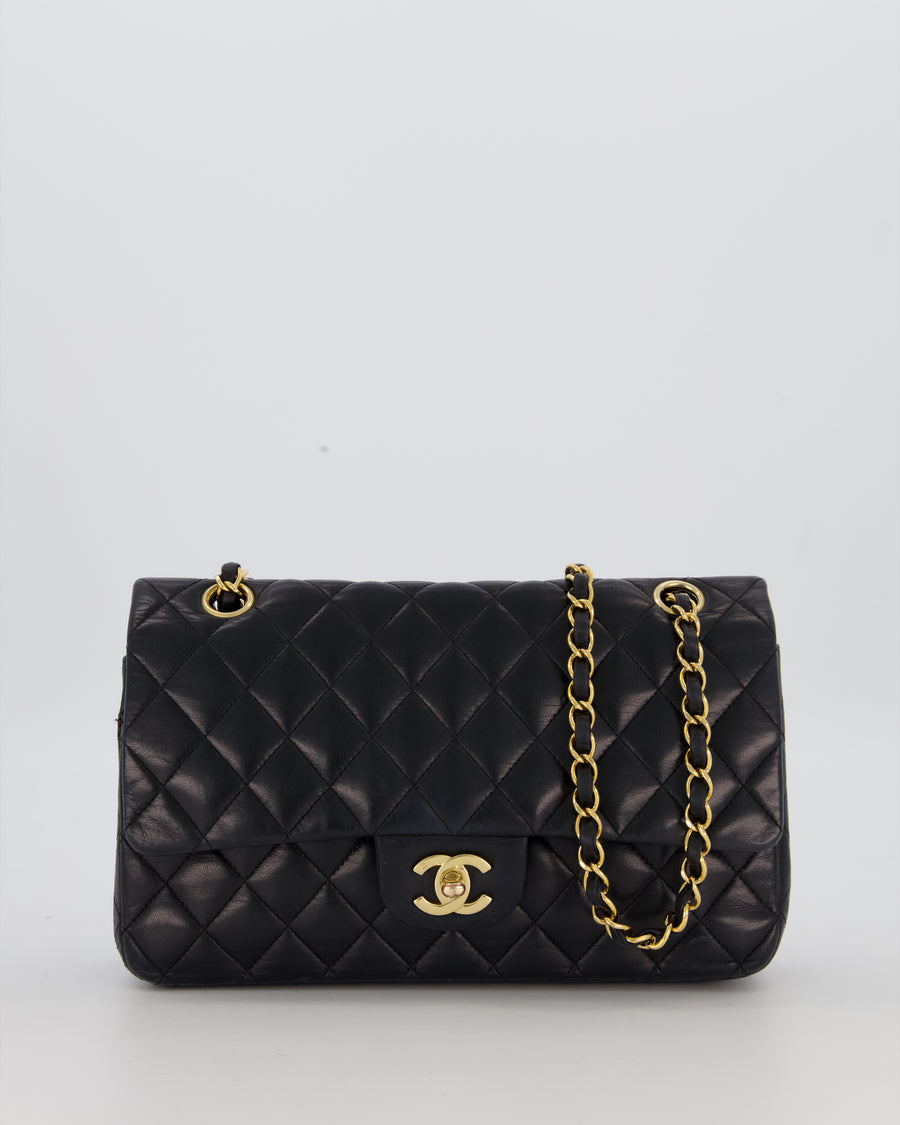 Chanel Black Medium Classic Double Flap Bag in Lambskin Leather with 24K Gold Hardware