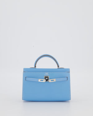 Hermès Micro Mini Kelly 15 Bag in Blue Celeste Epsom Leather with Palladium Hardware