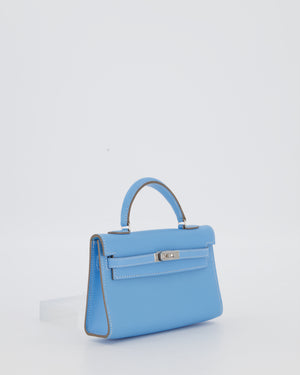 Hermès Micro Mini Kelly 15 Bag in Blue Celeste Epsom Leather with Palladium Hardware
