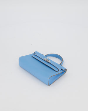 Hermès Micro Mini Kelly 15 Bag in Blue Celeste Epsom Leather with Palladium Hardware