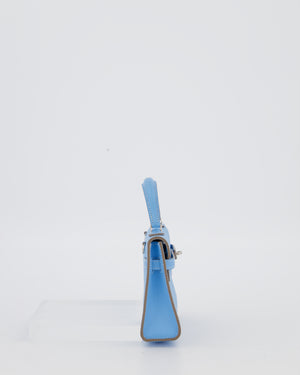 Hermès Micro Mini Kelly 15 Bag in Blue Celeste Epsom Leather with Palladium Hardware
