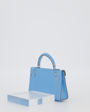 Hermès Micro Mini Kelly 15 Bag in Blue Celeste Epsom Leather with Palladium Hardware