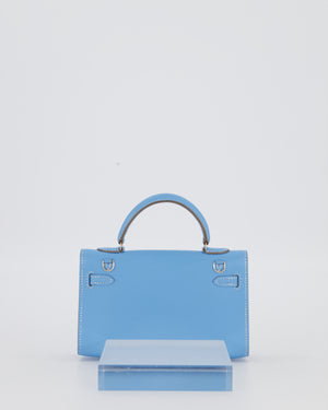 Hermès Micro Mini Kelly 15 Bag in Blue Celeste Epsom Leather with Palladium Hardware