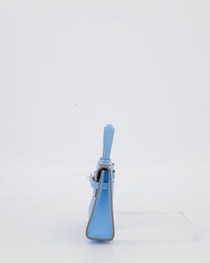 Hermès Micro Mini Kelly 15 Bag in Blue Celeste Epsom Leather with Palladium Hardware
