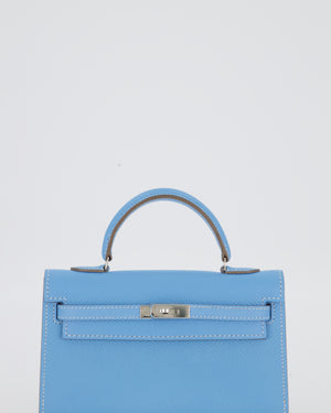 Hermès Micro Mini Kelly 15 Bag in Blue Celeste Epsom Leather with Palladium Hardware
