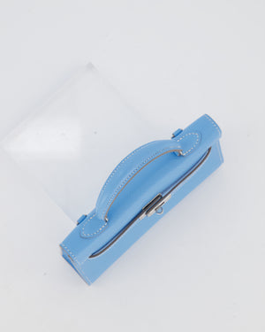 Hermès Micro Mini Kelly 15 Bag in Blue Celeste Epsom Leather with Palladium Hardware