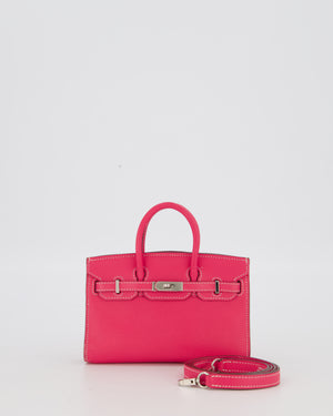 Hermès Micro Birkin 15 Bag in Rose Tyrien Epsom Leather with Palladium Hardware