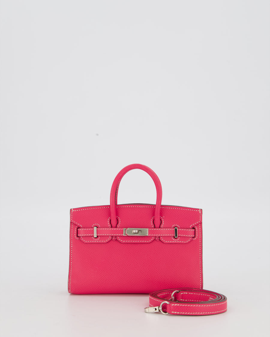 Hermès Micro Birkin 15 Bag in Rose Tyrien Epsom Leather with Palladium Hardware